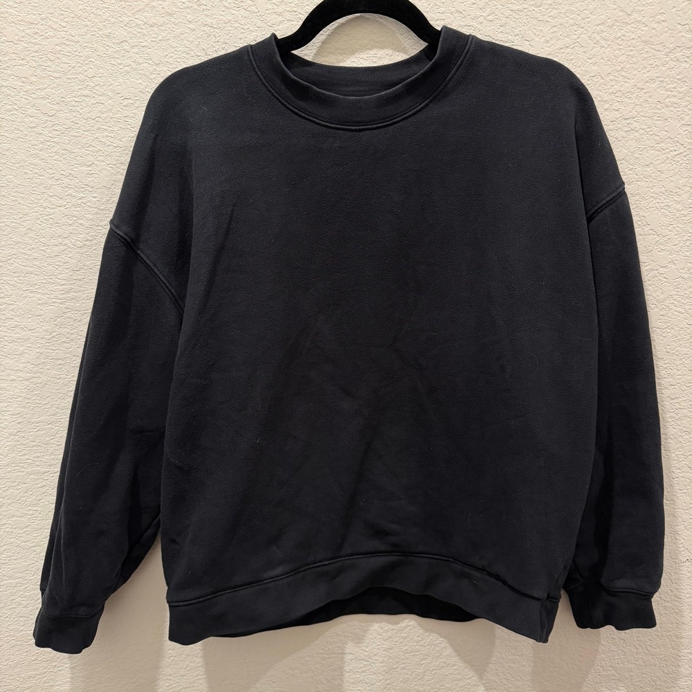 Reformation Womens Black Crewneck Sweatshirt Relaxed Fit Fleece XS